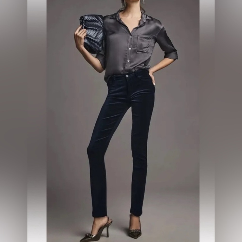 JBRAND Women’s Maria High-Rise Skinny Jean Night Out Navy Velvet Size 27